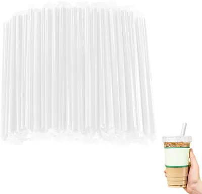 100 Transparent Straws - Large Caliber Milkshake Straws for Pearl Milk Tea & Popsicles