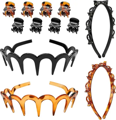 Pacco da 12 fasce per capelli con motivo a zig-zag | Clip per capelli donna, adatte per yoga e sport