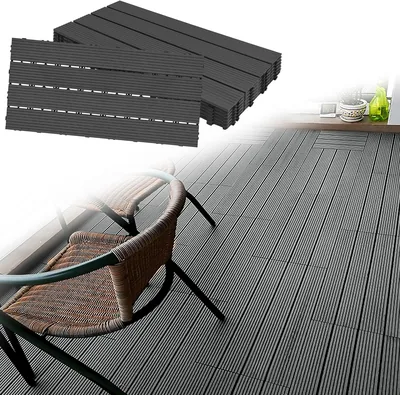 YEATHOR Garden Decking Tiles WPC Terrace Flooring