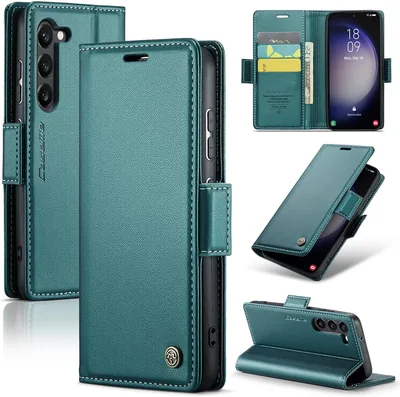 Teeirllim Fall för Samsung Galaxy S23, Premium PU Leather Flip Wallet Case med RFID-blockering och magnetiska kartplatser