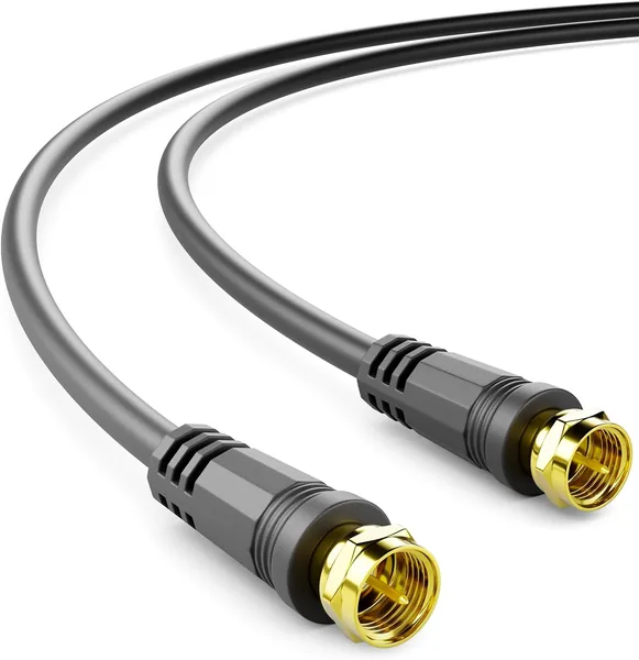 DeleyCON 0,5m SAT TV Kabel Antenowy Koncentryczny HDTV 4-Krotne Ekranowanie DVB-S/DVB-S2 Radio DAB Pozłacane Metalowe Wtyki