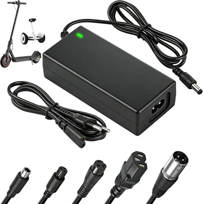 Chargeur de scooter électrique 42V 2A Universel avec 6 Connecteurs, Compatible avec la batterie 36V du M365/Pro 2 Hoverboard - Meilleure Offre