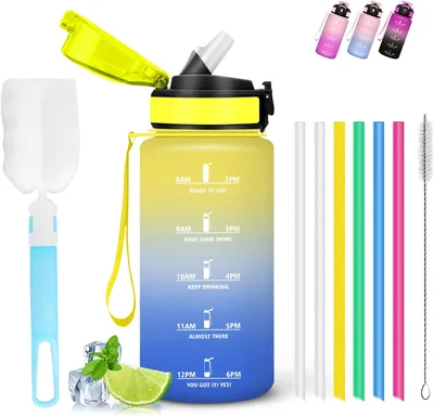 Mujigaga Bottiglia d'Acqua da 500 ml per Bambini, Bottiglia con Striscia, Senza Perdite, Motivazionale, Facile da Trasportare - Migliore Affare