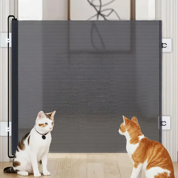 Retractable Pet Gate No Drilling - Extendable Mesh Barrier for Dogs & Cats