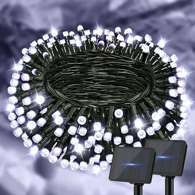Lincentra Solar-Feierlichkeiten Feenlicht Außen, Packung 2, 6 m, 60 LED, Kühle Weiß, 8 Modi, Weihnachtsfeenlicht mit Timer, IP65 Wa - Best Deal