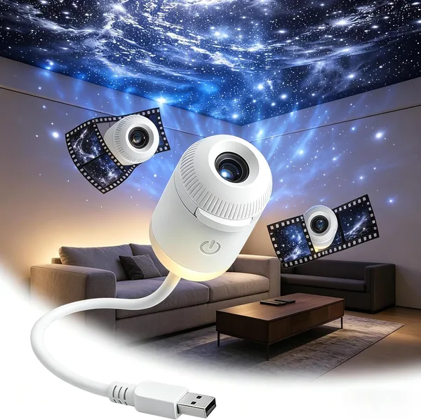Proyector de galaxia 2 en 1, luz nocturna, proyector USB de cielo estrellado, rotaci n de 360 , l mpara de espacio LED de brillo ajustable para coche, dormitorio, decoraci n de hab