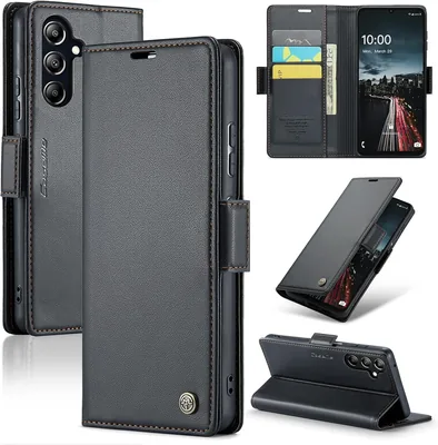 Teeirllim Caset för Samsung Galaxy S24, Premium PU Leder Väldecaste med RFID-blokering och Magnetiska Kartplatser