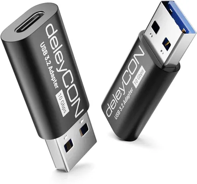deleyCON USB C Adaptör 10 Gbps (2 Stk) - USB C till A-ansluff, kompatibel med iPhone 17/16/15, iPad, Galaxy S26/S25/S24/S23, A57