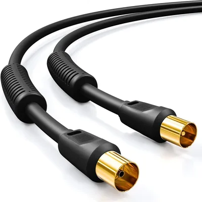 Kabel koncentryczny deleyCON 0,5m z anteną TV (IEC na IEC) 4K HDTV 2x rdzeń ferrytowy
