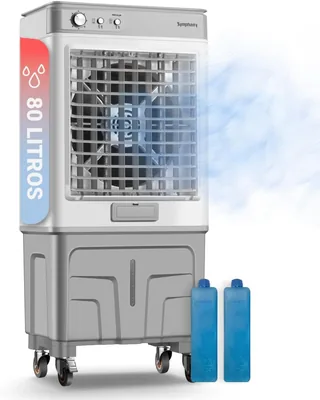 Aire Acondicionado Evaporativo Symphony Ventus 80T, Tanque 80L, Motor de 200W, Función Swing y Temporizador, 9000 m³/h, Optimizado - Mejor Oferta