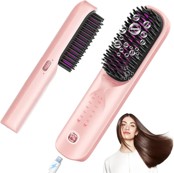 Bopcal 10 000 mAh Fer à Lisser Cheveux Sans Fil - 3 en 1 avec Millions d'Ions Négatifs, Chaleur Rapide