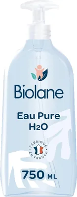 BIOLANE - Eau Pure pour Bébé H2O - Nettoie et protège - Flacon pompe - 750 ml | Visage, Corps et Siège, Sans rinçage, 99% ingrédients naturels