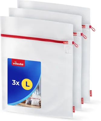 Vileda Wäschesack für Waschmaschine, Set von 3, L, 40 x 50 cm, reißfester Polyesterwaschsack mit Silikonreißverschluss