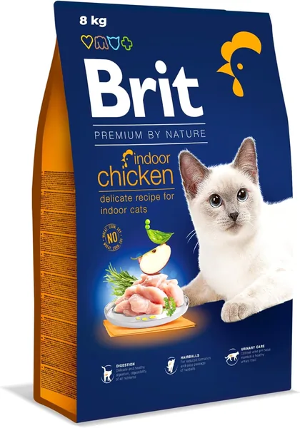 Brit Premium by Nature Indoor sucha karma dla kotów domowych, smak kurczaka, zapobiega powstawaniu kulek włosów, 8 kg - Najlepsza cena