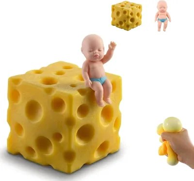 2-Pack Cheese Squishy Stress Bundle | 7cm+ Squeeze Baby Doll Set - 17% Off