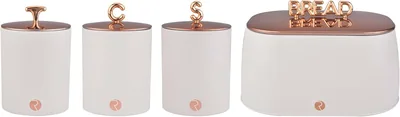 Royal Homeware 4 Piece Breadbin & Canister Set - Cream (Casa Collection) | Save 17%
