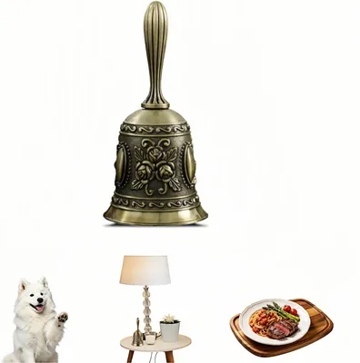 Vintage Bronze Hand Bell - 3D Rose Embossed, Loud Tone Best Deal