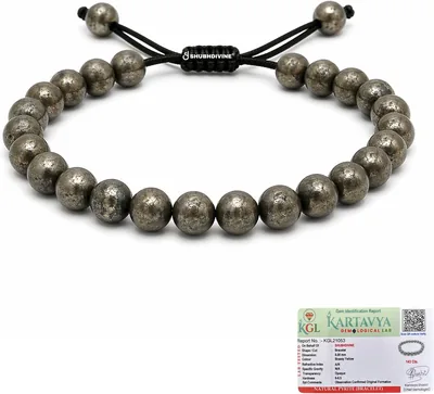 SHUBHDIVINE Natural Pyrite Bracelet 8mm - Lab Certified Crystal for Wealth & Protection - Men & Women