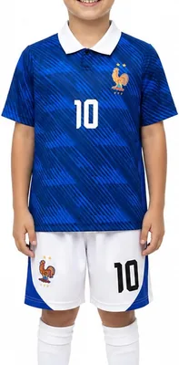 OVERS France Football Jersey Set - Kids/Youth/Men's Breathable Soccer Uniform
