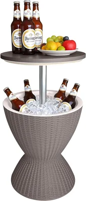 Relaxdays Sidobord med kylfack 30 l, Justerbar, Rotting Beige 82x57x48,5 cm - Bäst pris