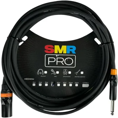 SMR Pro Cable de Audio 20 Metros XLR Canon Macho a Plug 6.3mm, Profesional para Micrófono y Mezcladora