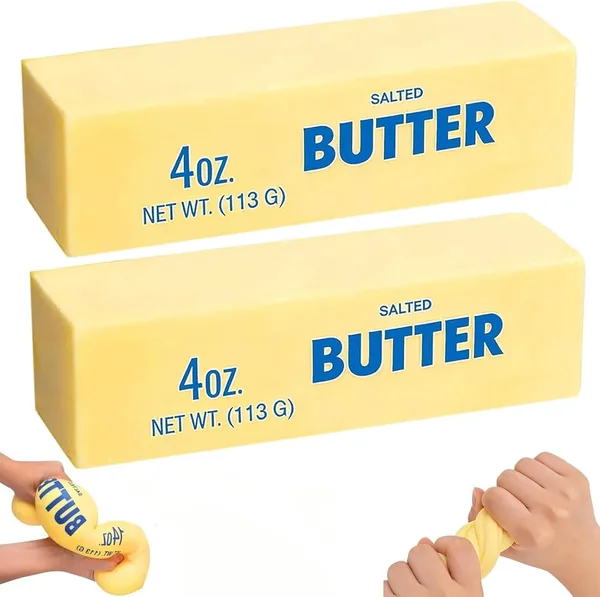 2er Set Butter-Wackelspielzeug, Langsam Aufstehender Butter-Form Sensory Toy, Stressball Butter, Anti-Stress