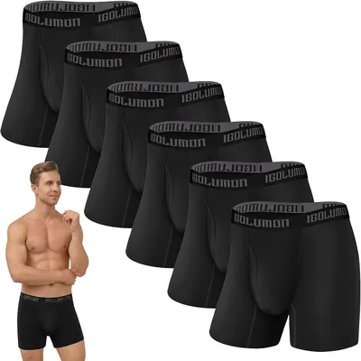 IGOLUMON Boxer Hombre de Viscosa de Bambú Paquete de 6, Calzones de Hombre | Boxers Suave con Malla 