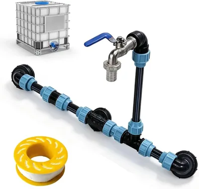 IBC Clutch Kit med 3 tankar - IBC Tankansslutning med 3/4" gosnackfaucet och snabbt avslutning för ga
