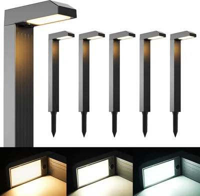 iseeway Solar Gartenwegbeleuchtung Set 6 Stück - 3 Lichtfarben | 3000K/4500K/6500K, über 12 Stunden, 20 LEDs, temperiert