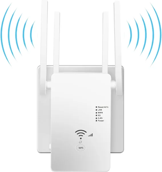2026 Neuester WLAN-Verstärker 1200Mbit/s, WLAN Repeater mit Dualband und 4 externen Antennen