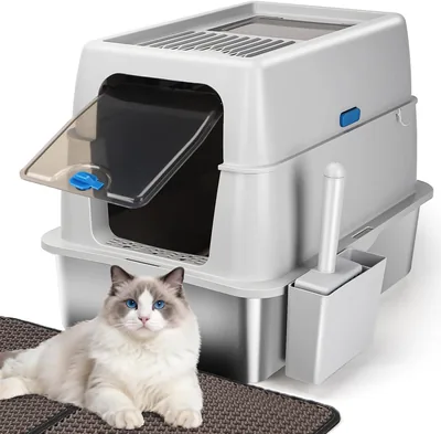 Nobleza XXL Cuenco de Arena para Gatos Grande con Tapa - Resistente a la Rusta, Neutraliza Olores, Fácil Limpieza - Mejor Oferta