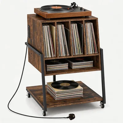 CASART Record Player Stand Rolling Turntable