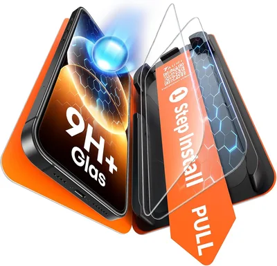 Ensemble TAURI de 2 verres trempés pour iPhone 14, sans bulles, installation facile et outil, évacuation automatique de la poussière, couverture complète