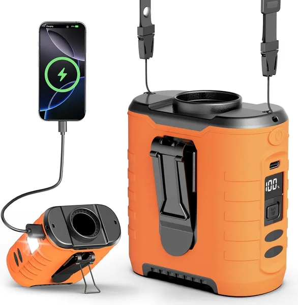 6-in-1 Gürtelclip-Lüfter mit 10000mAh Akku, 5 Geschwindigkeitsstufen, 8-42h Laufzeit, USB-Ladefunktion - 50% Rabatt