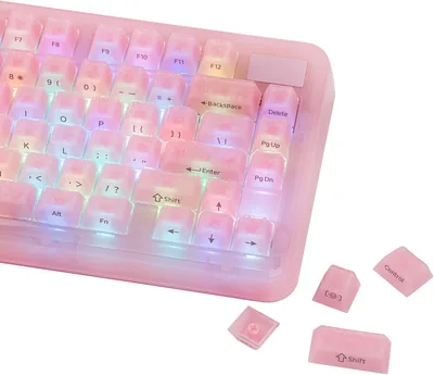EPOMAKER Frost Jelly Keycaps Set - 126 Keys Carbon Fiber, Cherry Profile