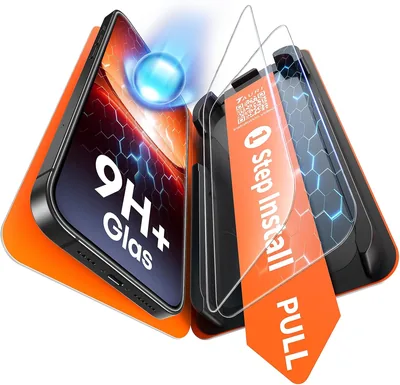 Pack de 2 Verre Trempé Tauri pour iPhone 13, Anti-bulles, Installation Facile et Outil, Élimination Automatique de la Poussière, Couverture Complète