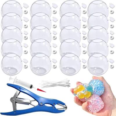 DIY Squishy Stress Ball Kit - 20pcs Blank Skins, Air Pump & Expander Tool