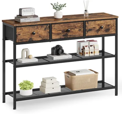 Table console SONGMICS BELLAH - Mince table de fin de canapé avec 2 étagères en maille, pour salon ou couloir, 3