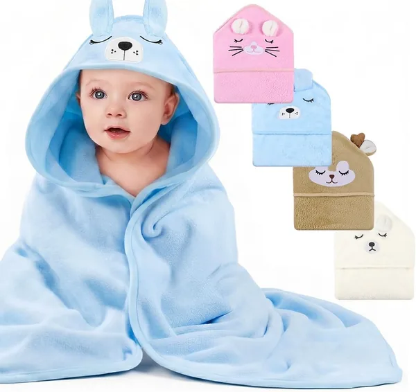 Toalla de baño DiULi con capucha para bebé, 80 x 80 cm, Toallas con capucha para niños de 0 a 3 años, Cape de baño suave y absorbente, Máquina lavable
