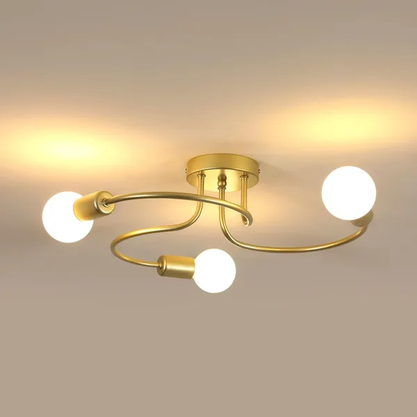 Luci a Soffitto Moderne in Metallo con 3 Luci, Luce a Soffitto Dorata per Cucina, Sala da Pranzo, Viale - Senza Lampadine