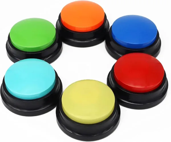 Recordable Dog Buttons (6 Pack), ABS Plastic for Training & Communication, 30s Recording, AAA Battery