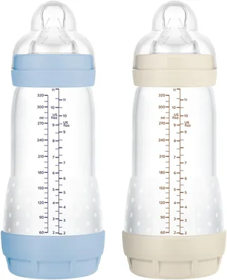 MAM Pack de 2 Botellas Anti-Colic, desde 4 Meses, 320 ml, con 3 Tetas Rápidas y Fáciles, Autoesterilizables y Fáciles de Usar