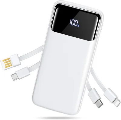 大容量モバイルバッテリー 20,000mAh スリム 0.8インチ 22.5W高速充電 ケーブル4本付き