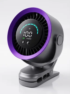 Clip Fan Akku, Mini Ventilator mit Klemme, 100 Stufen, USB Tischventilator, Leise mit LED-Anzeige, 9000 U/min