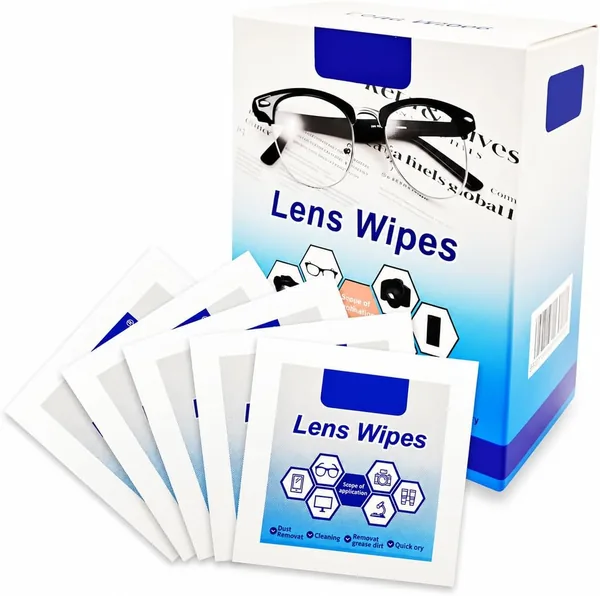 Lens Cleaning Wipes for Glasses & Screens (100 Count) - Individually Wrapped, Streak-Free, Anti-Fog, Anti-Static, Alcohol-Free