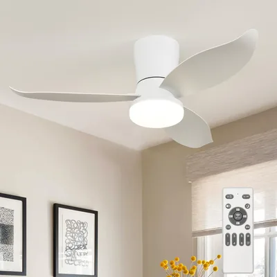 Ventilador de techo KaleidoFan con luz y control remoto - 95 cm - Ventilador silencioso de 6 velocidades DC reversible con temporizador