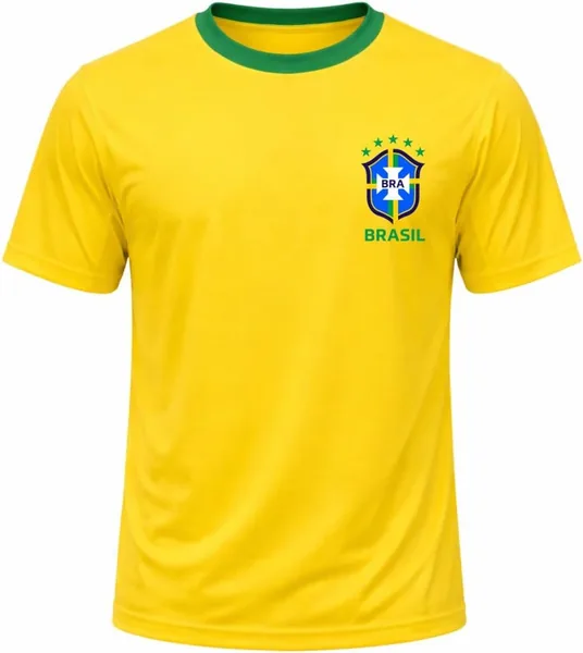 Camiseta Masculina Seleção Brasileira Gola Redonda Escudo Brasil Casual - Best Deal