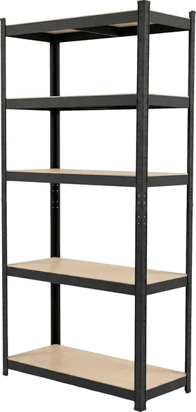Proline Regał Metalowy Magazynowy 180x90x40 cm 5 Półek 875 kg Czarny Warsztatowy Garażowy Wciskany Bezśrubowy - Najlepszy Ceny