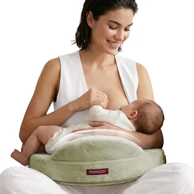Momcozy Cuscino per Allattamento con Bordi di Sicurezza, Schiuma Memory Elastica e Supporto Ergonomico Stabile, Grande Cuscino, Rimovibile