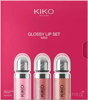 KIKO Milano Glossy Lip Set Mini - 3 Moisturising Lip Gloses with Volume Effect